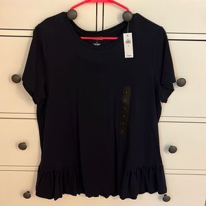 ✨NWT BANANA REPUBLIC Navy Top with Ruffle Hem